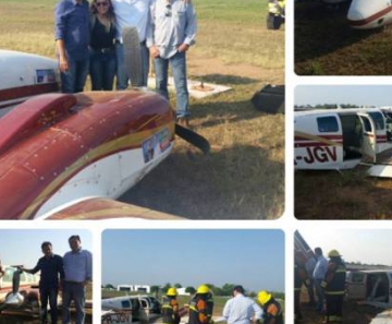Sequência de fotos mostra os ocupantes da aeronave logo após o incidente ocorrido na manhã desta terça-feira