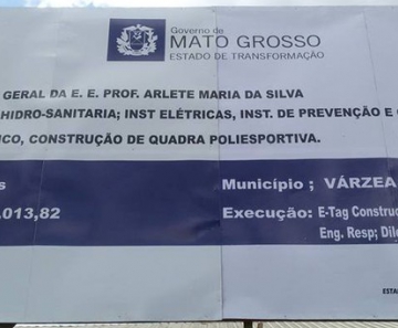Obra na Escola Professora Arlete Maria da Silva, em Várzea Grande deve ser retomada 