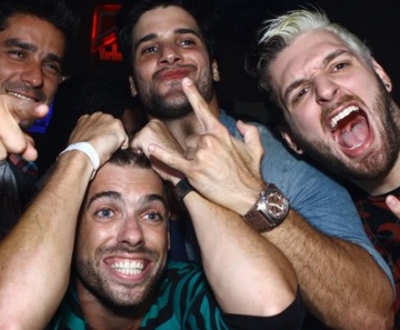 Ex-BBBs Diego, Mau Mau, Marcello e Cássio em festa no Rio 